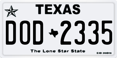 TX license plate DOD2335