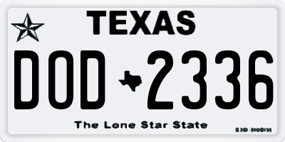 TX license plate DOD2336