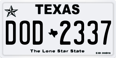 TX license plate DOD2337