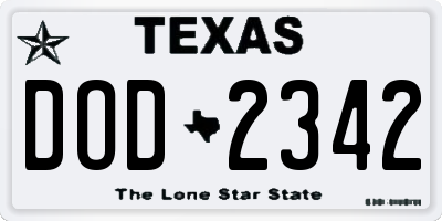 TX license plate DOD2342