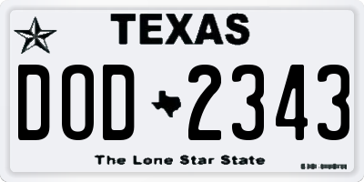 TX license plate DOD2343