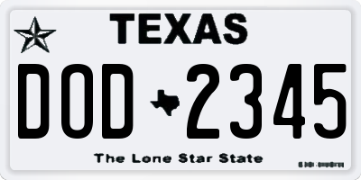 TX license plate DOD2345