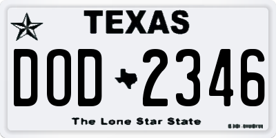 TX license plate DOD2346