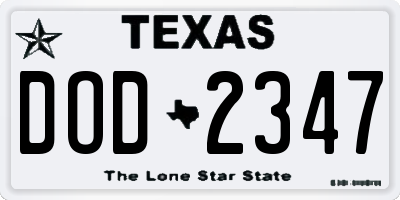 TX license plate DOD2347