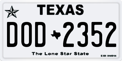 TX license plate DOD2352