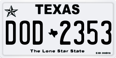TX license plate DOD2353