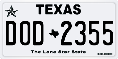 TX license plate DOD2355