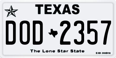TX license plate DOD2357