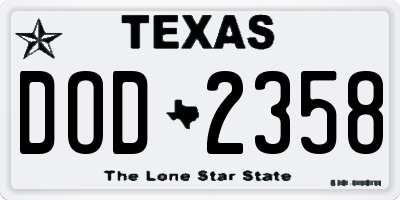 TX license plate DOD2358