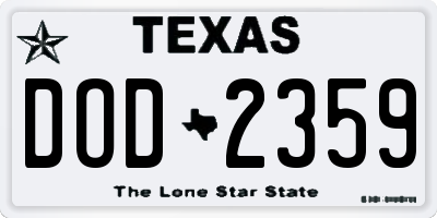 TX license plate DOD2359