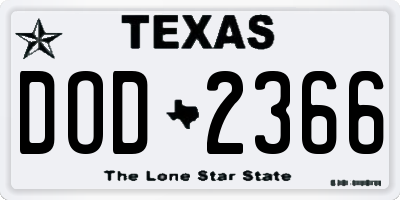 TX license plate DOD2366