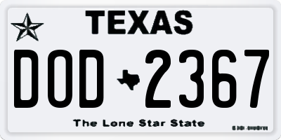 TX license plate DOD2367