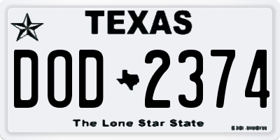 TX license plate DOD2374