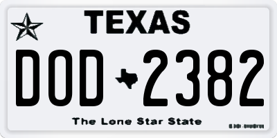 TX license plate DOD2382