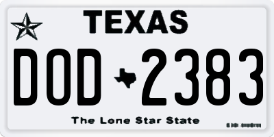 TX license plate DOD2383