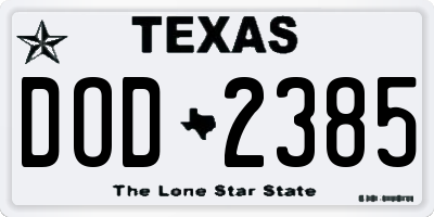 TX license plate DOD2385