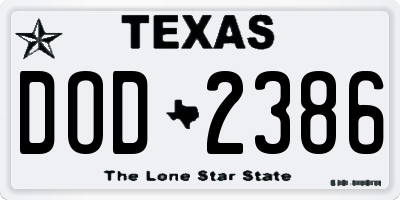 TX license plate DOD2386