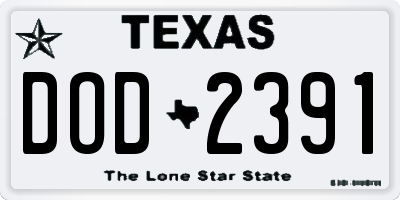 TX license plate DOD2391