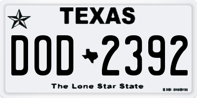 TX license plate DOD2392