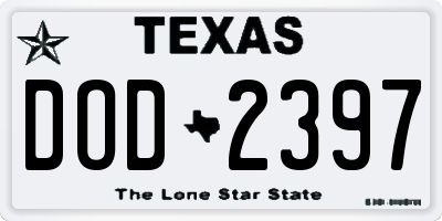 TX license plate DOD2397