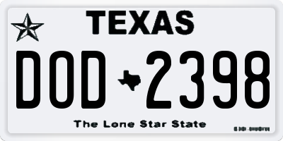 TX license plate DOD2398