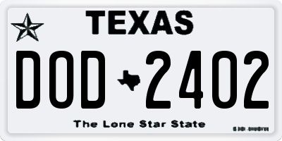 TX license plate DOD2402