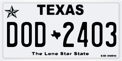 TX license plate DOD2403