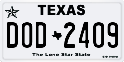 TX license plate DOD2409