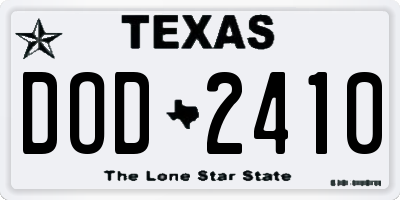 TX license plate DOD2410