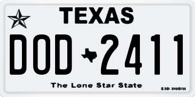 TX license plate DOD2411