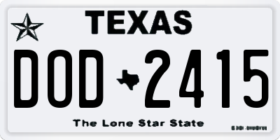 TX license plate DOD2415