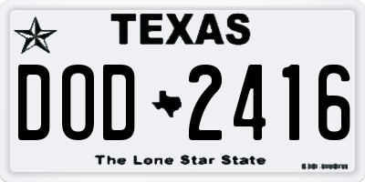 TX license plate DOD2416