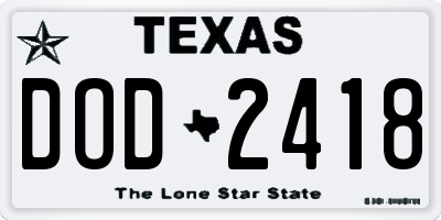 TX license plate DOD2418