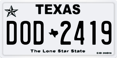 TX license plate DOD2419