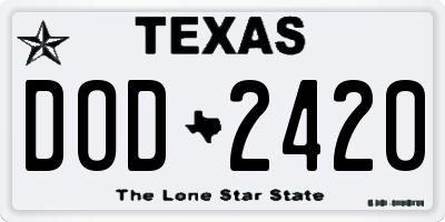 TX license plate DOD2420