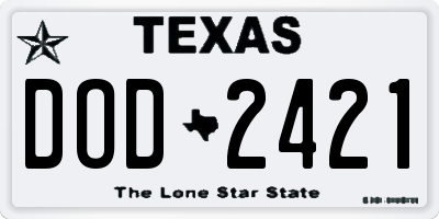 TX license plate DOD2421