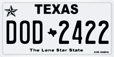 TX license plate DOD2422