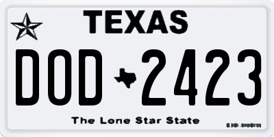 TX license plate DOD2423