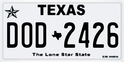 TX license plate DOD2426