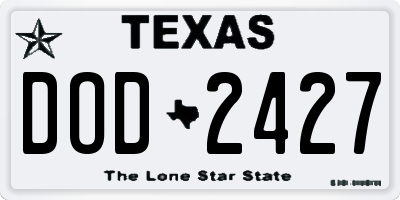 TX license plate DOD2427