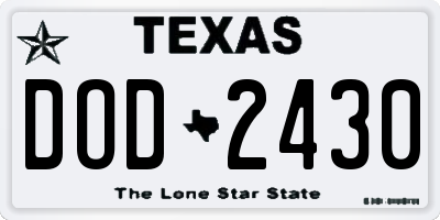 TX license plate DOD2430
