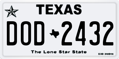 TX license plate DOD2432