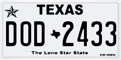 TX license plate DOD2433