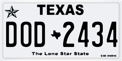 TX license plate DOD2434