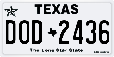TX license plate DOD2436