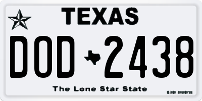 TX license plate DOD2438