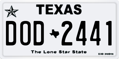 TX license plate DOD2441