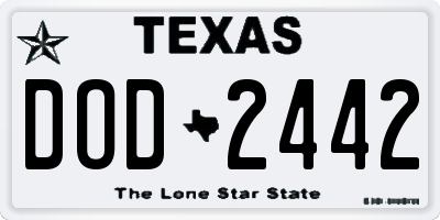 TX license plate DOD2442