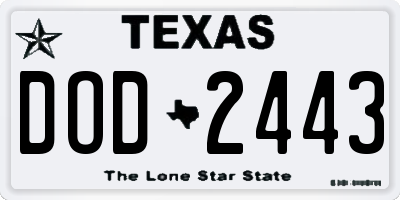 TX license plate DOD2443