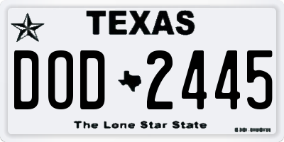 TX license plate DOD2445